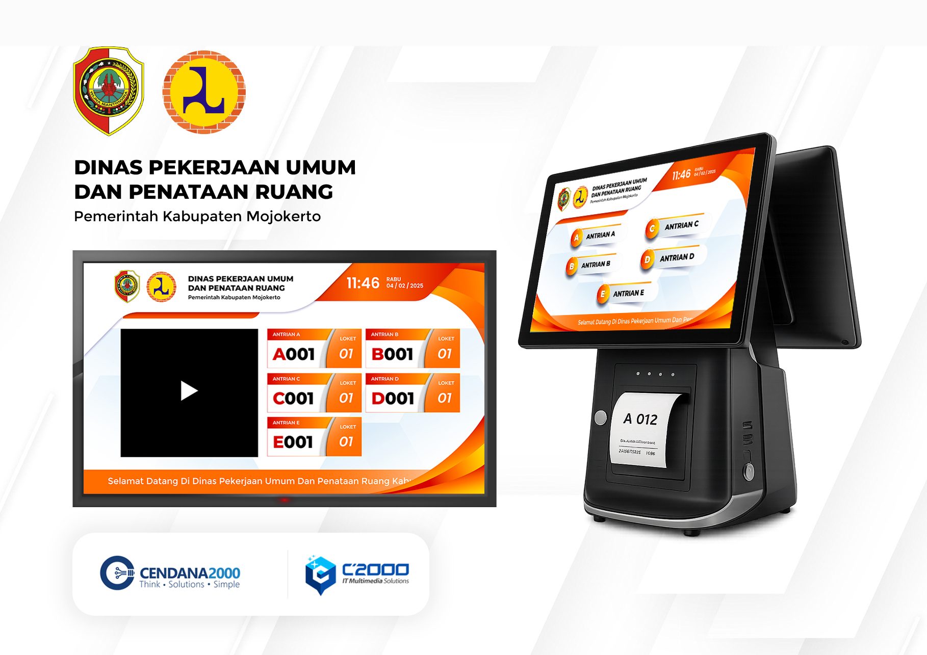 Mockup Desain KiosK Antrian Dinas PUPR Mojokerto